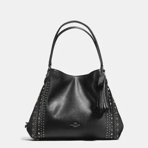 Coach Edie Shoulder Bag 31 In Pebble Leather With Western Rivets
